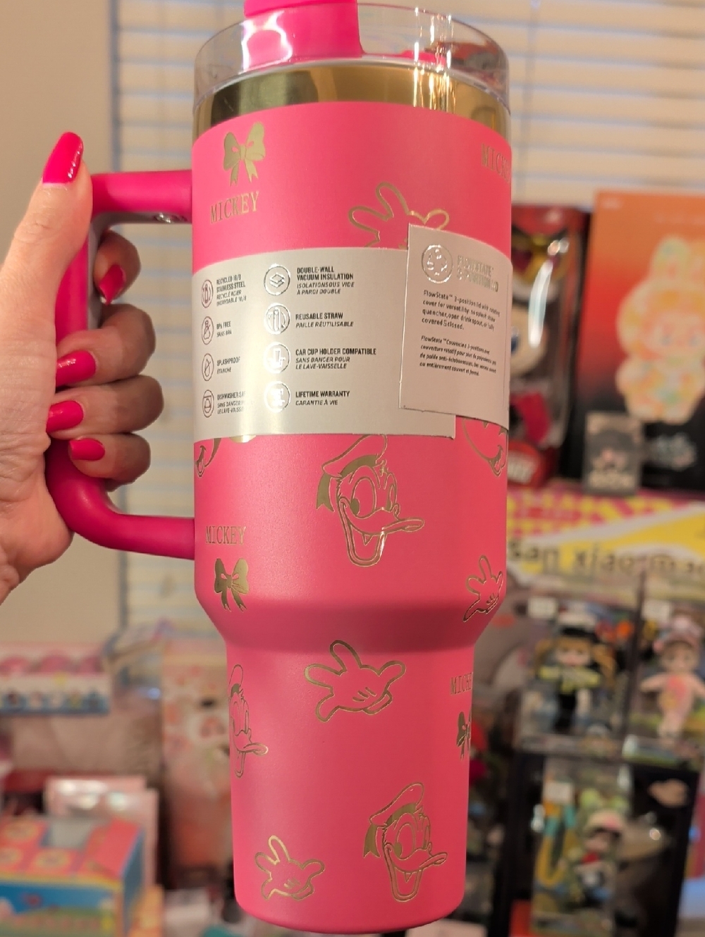 Disney Pink Travel Tumbler with Gold Character Accents 40 oz.